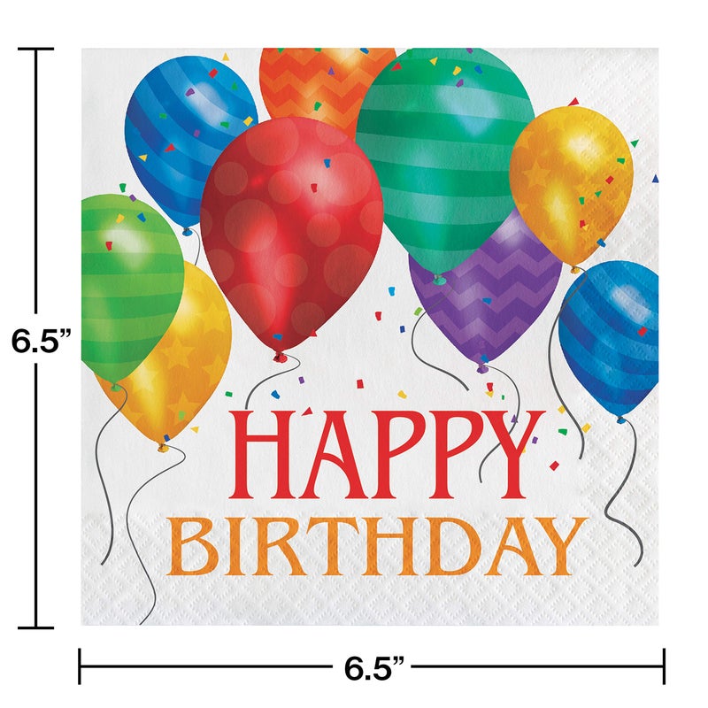 Creative Converting Birthday Multicolor Balloon Blast Luncheon Napkins - 16pcs - Image 2